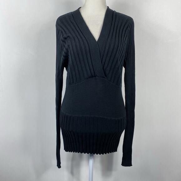 Cabi Size Medium Ribbed Silk Blend Sweater Black 337 - Picture 1 of 3